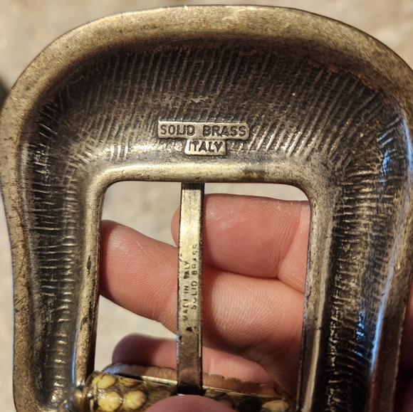 Python Belt Genuine Made In Italy Reptiles House Brass - Picture 10 of 10